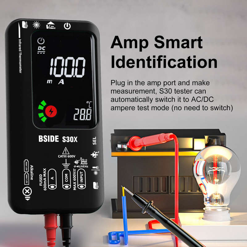 BSIDE S30X Infrared Temperature Multimeter DC/AC Voltage Resistance Capacitance Frequency Tester wit