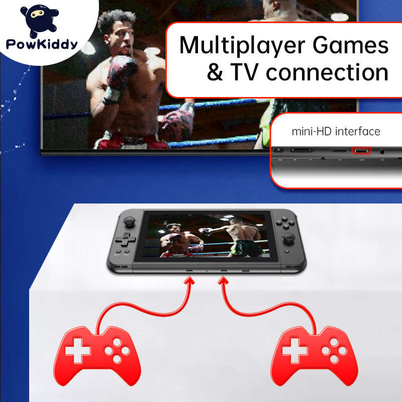 Powkiddy X70 Handheld Game Console with 7-inch HD Screen ATM7051 32G 3500mAh 3D Joystick Support Two