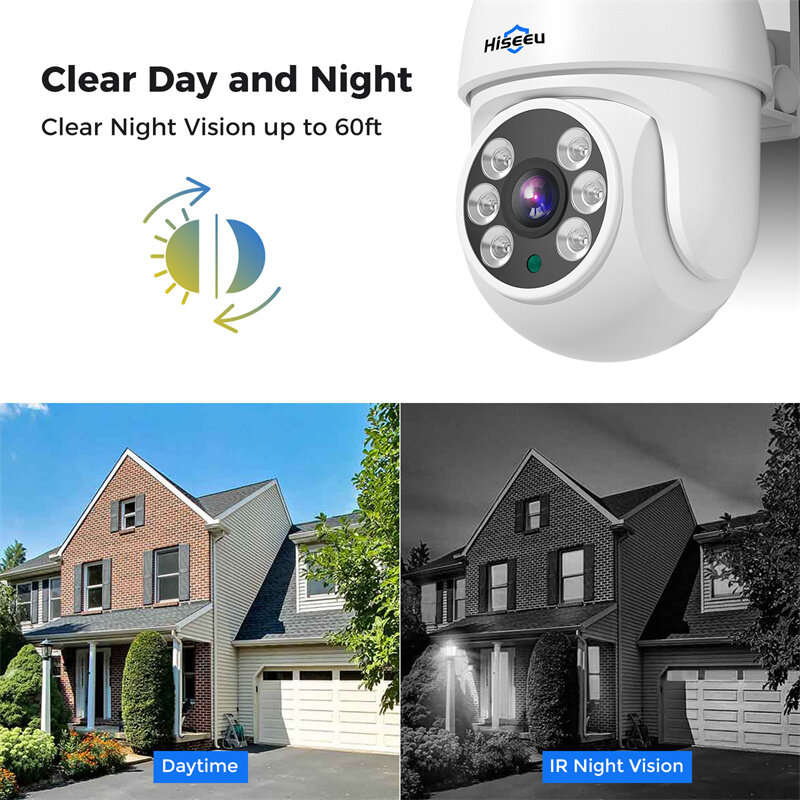 Hiseeu AHD5 5MP 1920P PTZ Home Wired Security Camera Clear Night Vision CCTV Analog TVI CVI XVI Smar