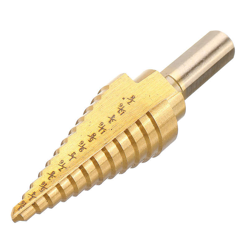 Drillpro 6PCS Premium Titanium-Coated HSS 4241 Step Drill Bit Set by Pro-Drills Variety Pack (1/8" t