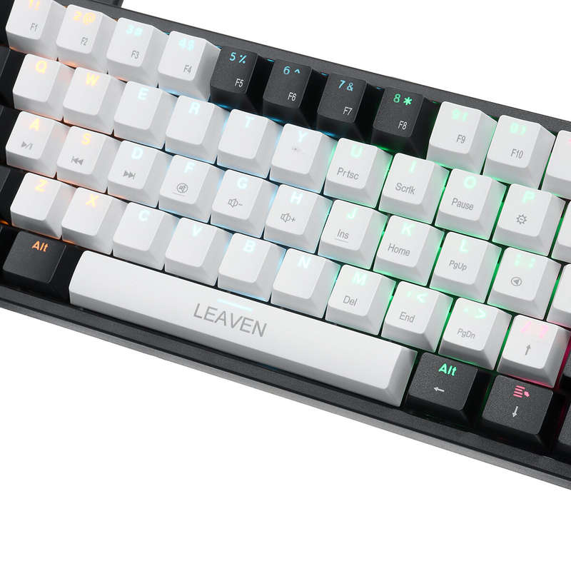 LEAVEN K620 Mechanical Keyboard 61 Keys PBT Translucent Dual-Color Injection Keycaps Blue/Red Switch