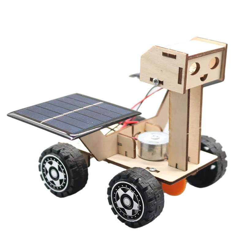 DIY Solar Lunar Rover Car Educational Toy Wooden Kit Solar-Energy Powered Kids Students Children Sci