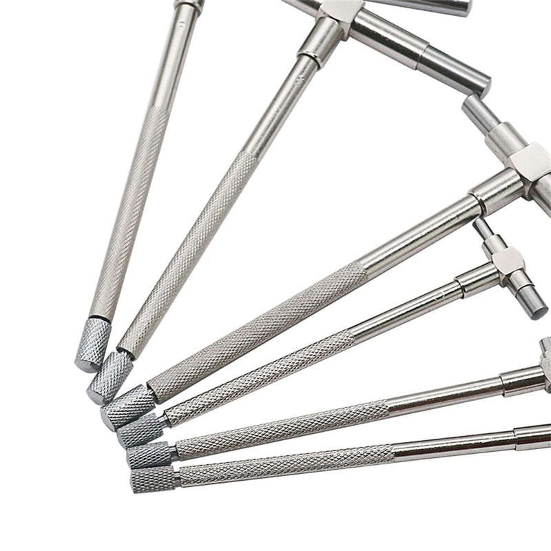 6PCS Telescopic Precision Gauge Set 8-150 mm Internal T Bore Hole Gauge Set Plated Square Head Teles