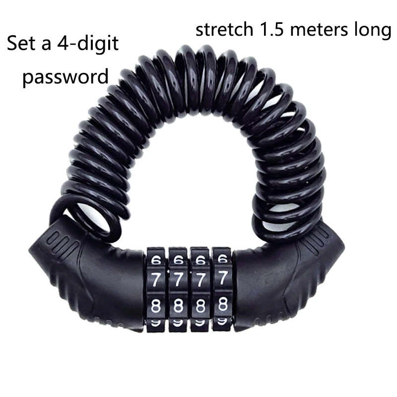 Password Motorcycle Security Helmet Wire Lock Portable Anti-theft Mtb Electric Road Bike Bicycle Loc