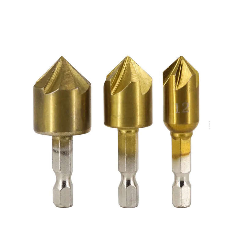 6Pcs HSS 1/4" Hex Shank Chamfer Countersink Chamfer Drill Bit 90 Degree Wood Chamfering Cutter 6mm-1