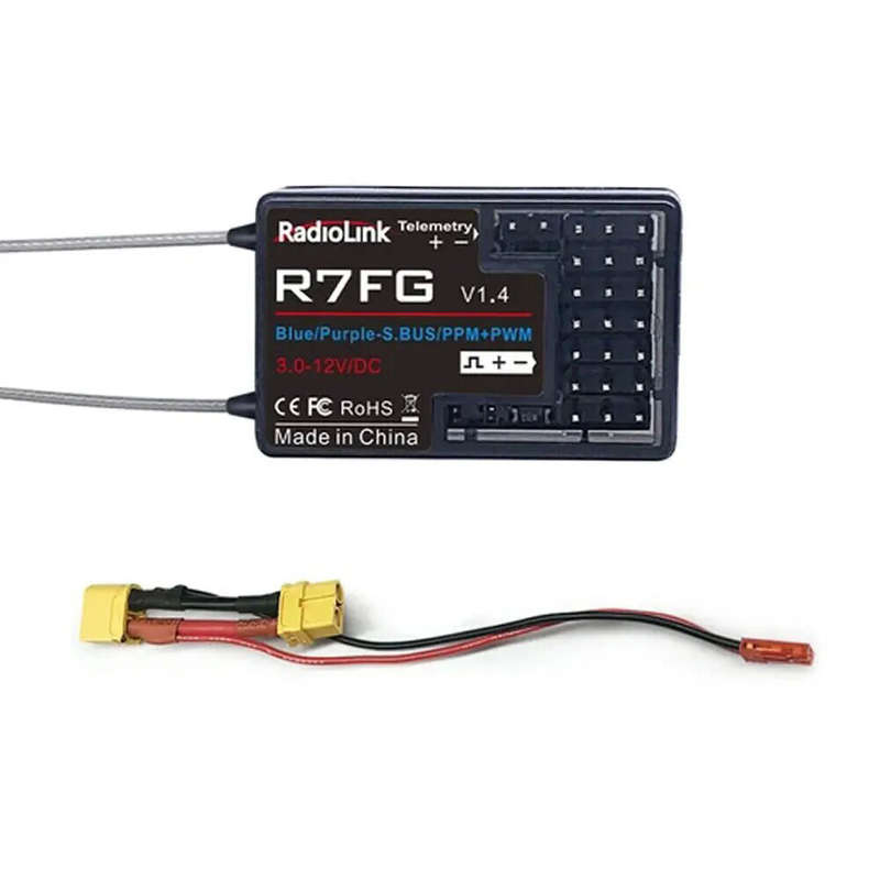 RadioLink R7FG 2.4GHz 7CH Dual Antenna SBUS/PPM/PWM RC Reciever Integrated Gyro For Radiolinks RC4GS