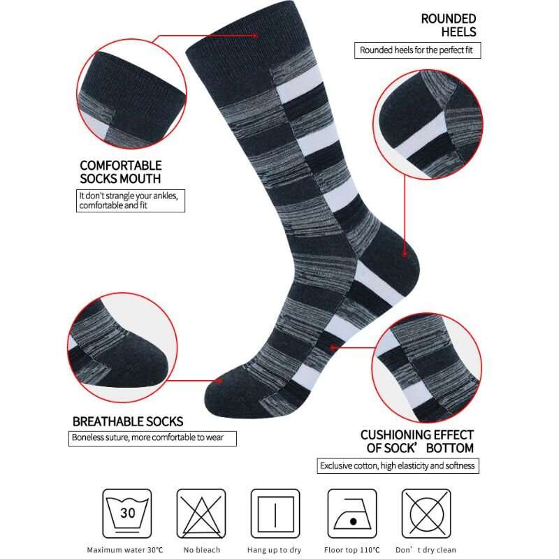 5 Pairs Men's Dress Socks Cotton Colorful Striped Geometric Pattern Funny Casual Pack Novelty Busine