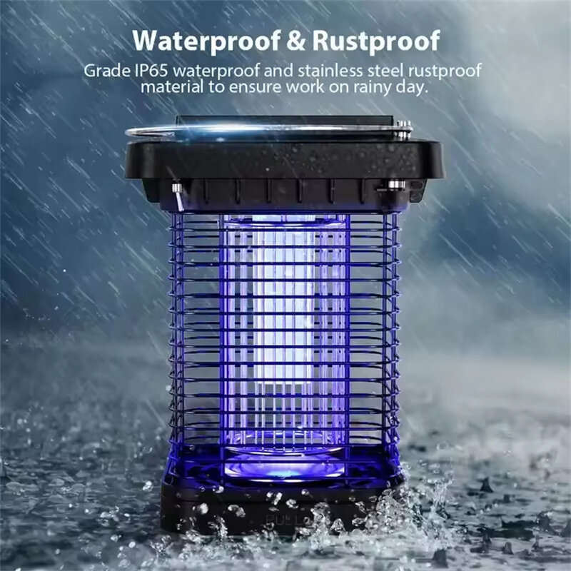 Solar Powered Bug Zapper EM02 Portable Outdoor Mosquito Killer Lamp High Voltage Electric Insect Rep