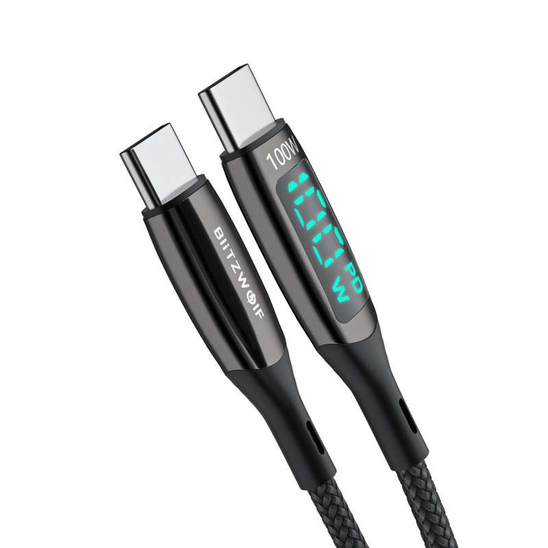 [4 Packs] BlitzWolf BW-TC23 100W 5A LED Display Type-C to Type-C Cable PD3.0 PPS QC4.0+ QC3.0 Fast C