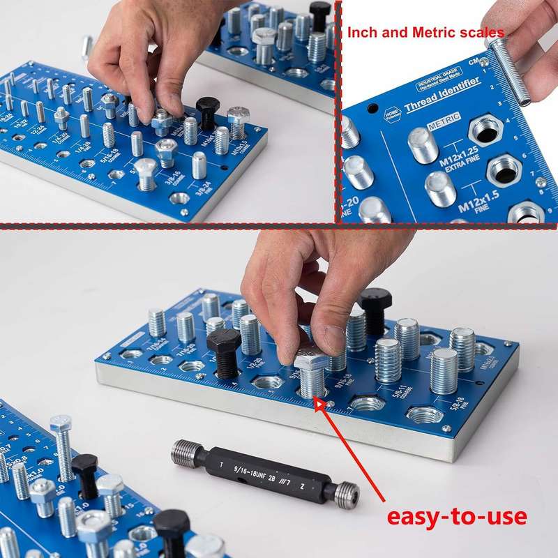 38 2 in 1 Nut and Bolt Thread Checker Bolt Size and Thread Identifier Gauge Standard and Metric Bolt