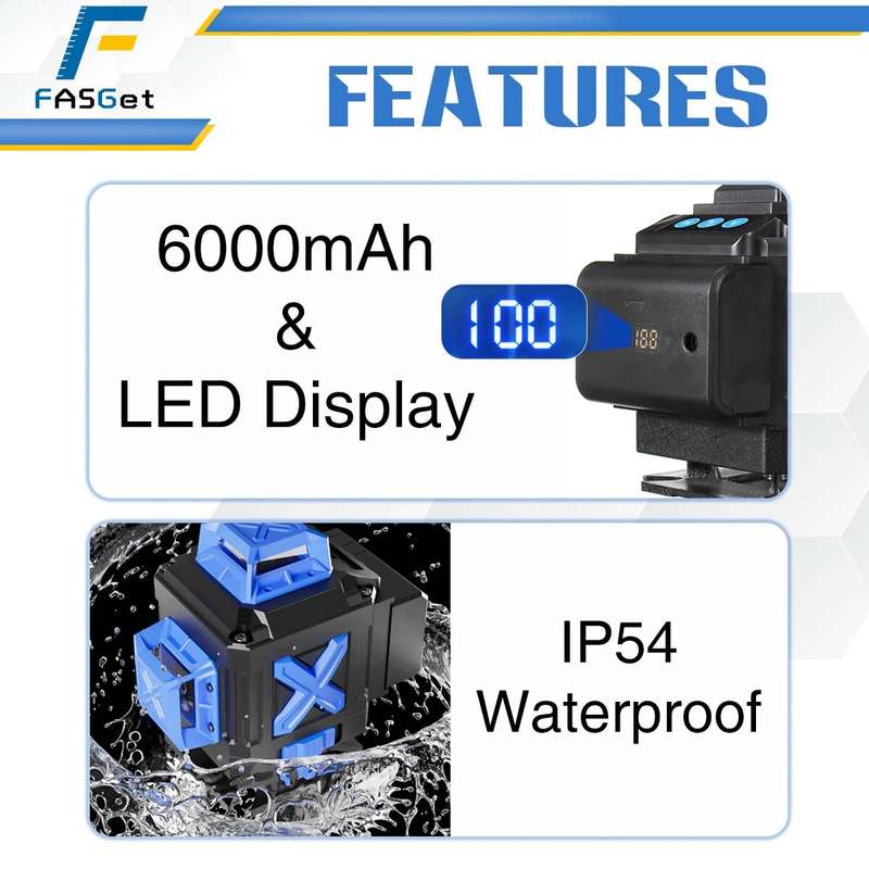 FASGet 16 Lines 4D Laser Level Self-Leveling 360 Horizontal And Vertical Super Powerful Green Laser
