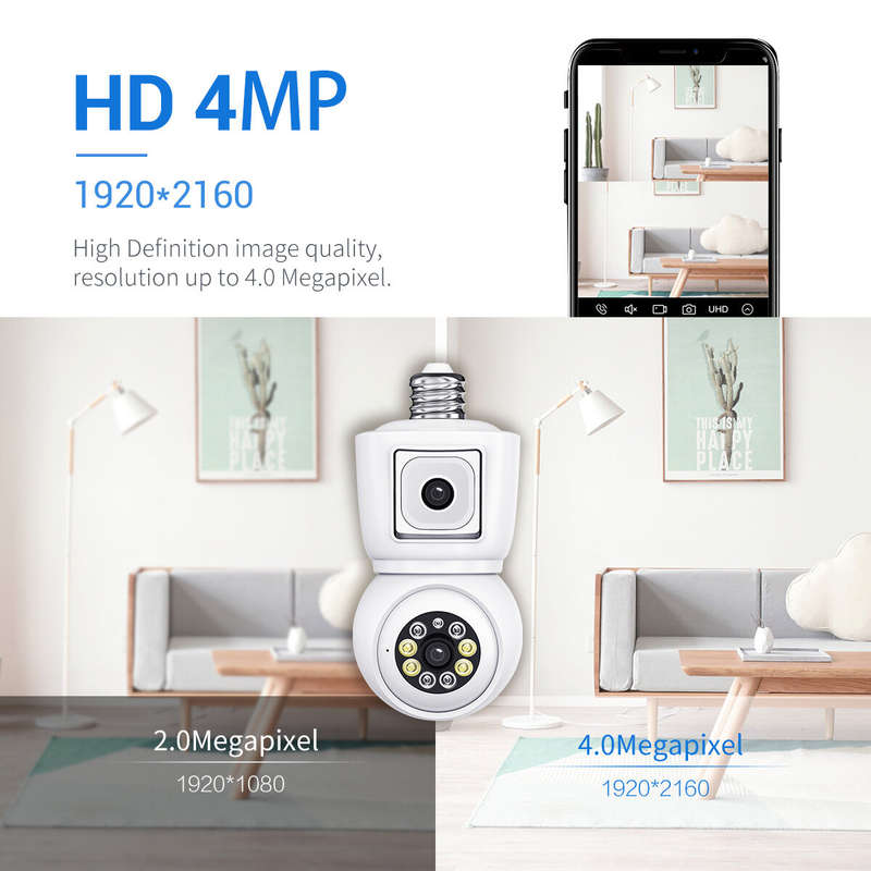 ESCAM QF202 E27 2MP+2MP WiFi PTZ Camera Dual Lens Wireless Surveillcance Camera with Color Night Vis