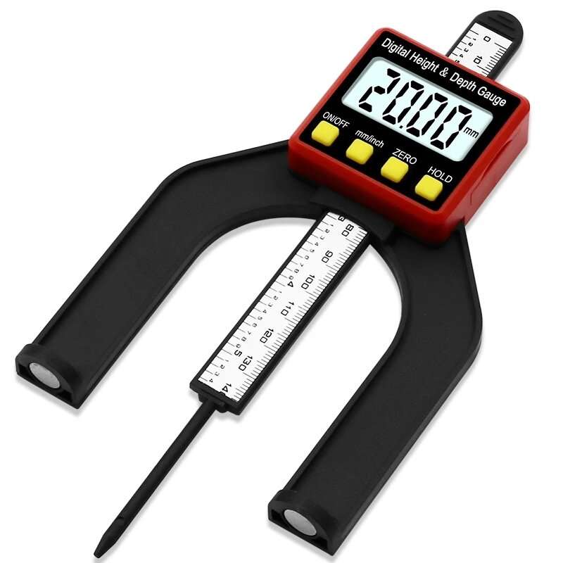 Digital Depth Gauge LCD Height Gauges Calipers With Magnetic Feet For Router Tables Woodworking Meas