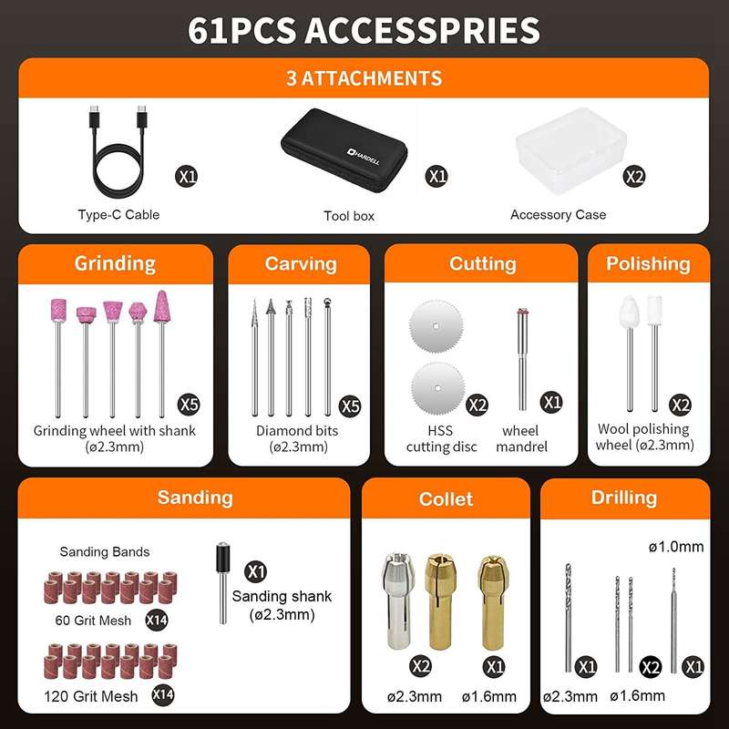 Mini Cordless Rotary Tool 5-Speed USB Charging Rotary Tool Kit with 55 Accessories Multi-Purpose 3.7