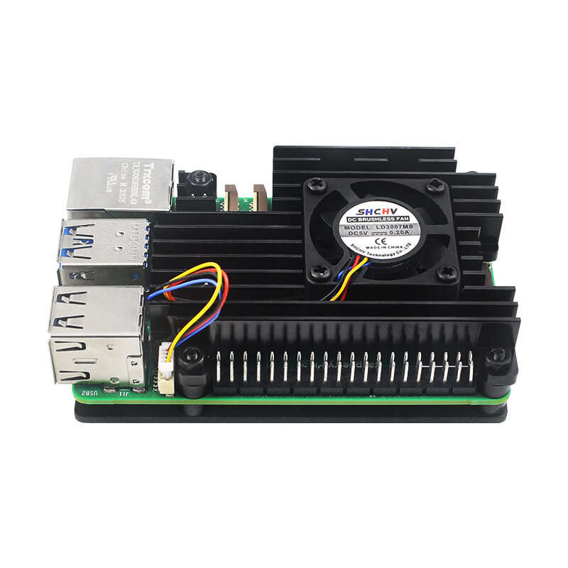 Raspberry Pi 5 Aluminum Alloy Case Metal Shell with Fan Heatsinks Active Passive Cooling Radiator fo