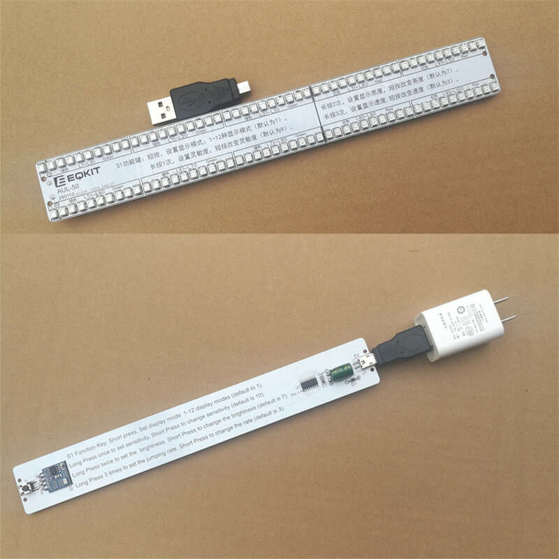 EQKIT AUL-50 Acoustic Level Indicator Kit DIY Voice Control Lamp Audio Spectrum 2x50-segment LED Lig