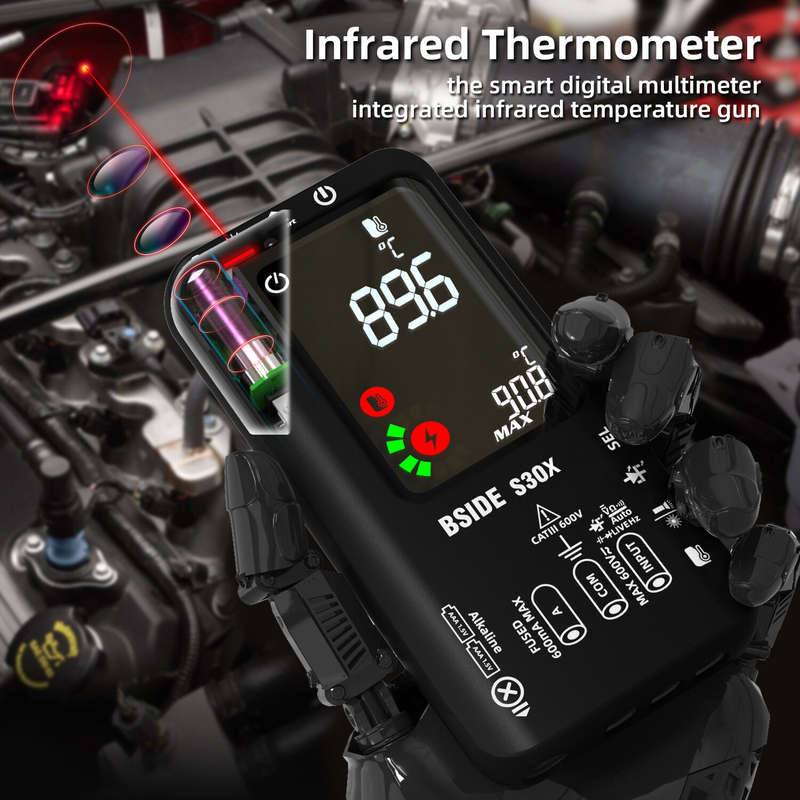 BSIDE S30X Infrared Temperature Multimeter DC/AC Voltage Resistance Capacitance Frequency Tester wit