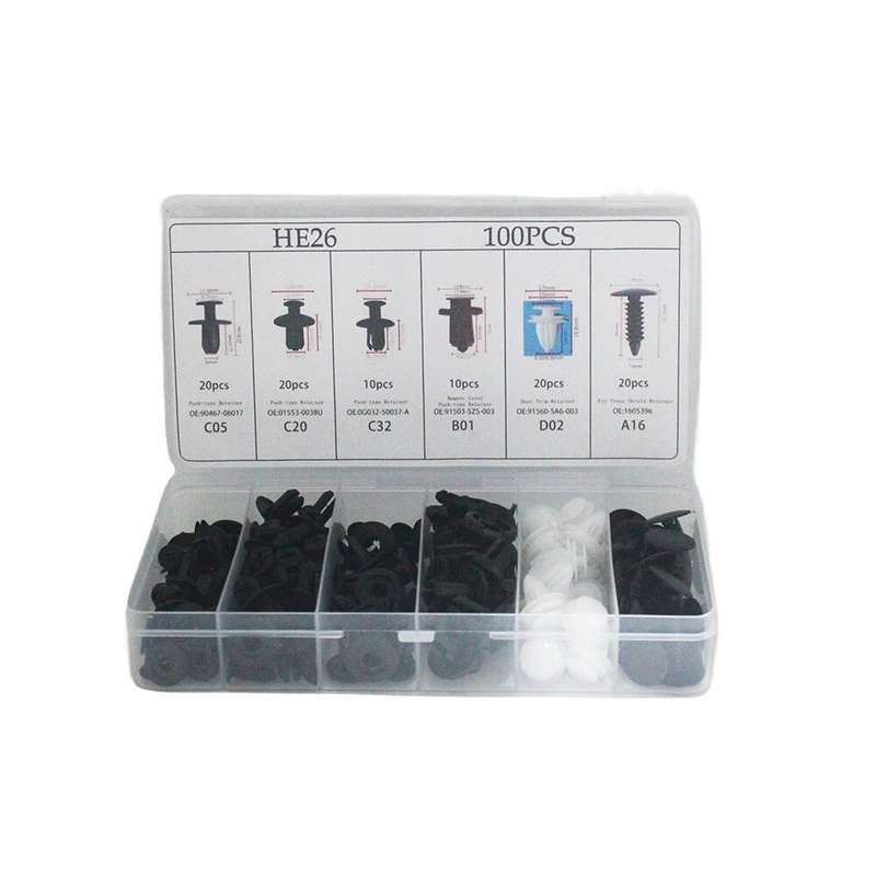 100pcs Auto Fastener Clip Kit Fender Rivet Clips Car Body Push Retainer Pin Rivet Bumper Door Trim P