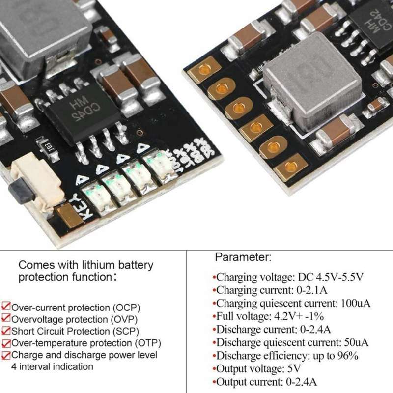 10PCS Lithium Battery Charging Module Set 5V 1A TP4056 Charging Modules + 5V 2A Charge Discharge Int