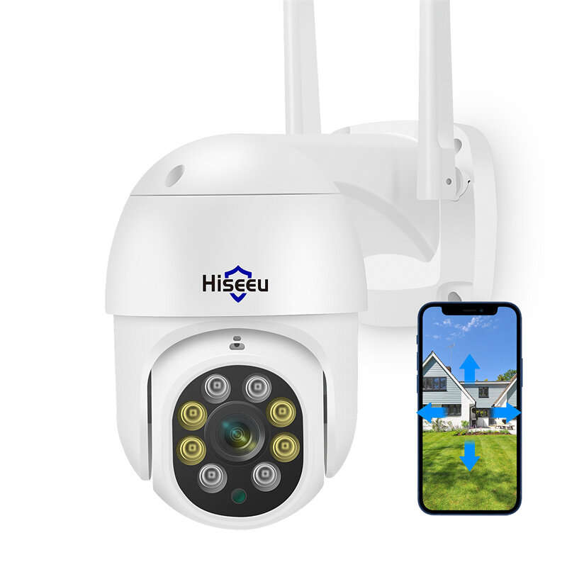 Hiseeu WHD305 5MP HD 5X Zoom PTZ WiFi IP Camera Outdoor Security Camera Full Color Night Vision Two-