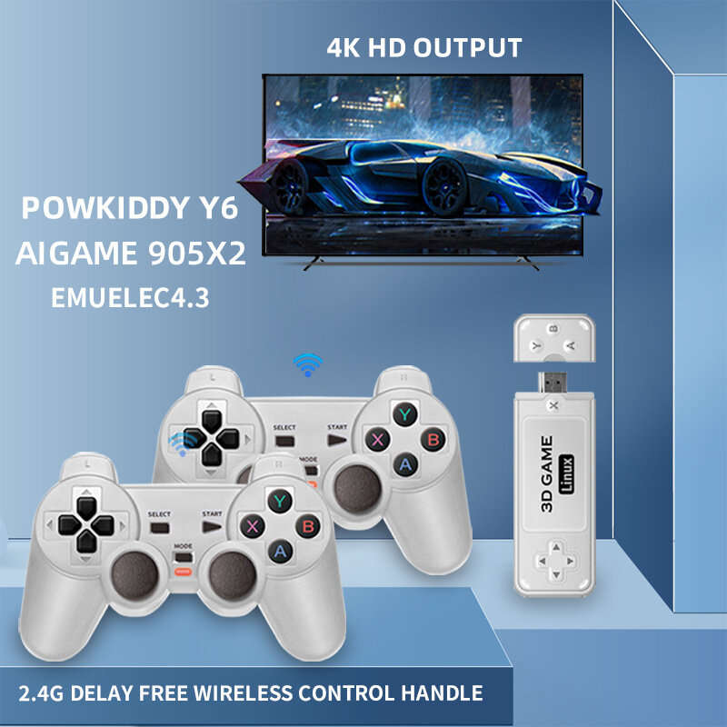 Powkiddy Y6 Portable Retro Video Game Players 2.4G Handheld 3D Dual Game Controllers Wireless Gamepa
