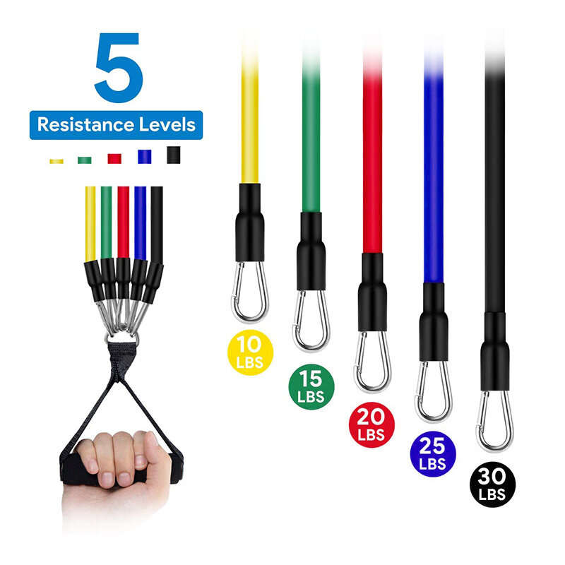 14Pcs TPE Resistance Bands Pull Rope Indoor Portable Fitness Equipment Arm Waist Leg Chest Trainer E