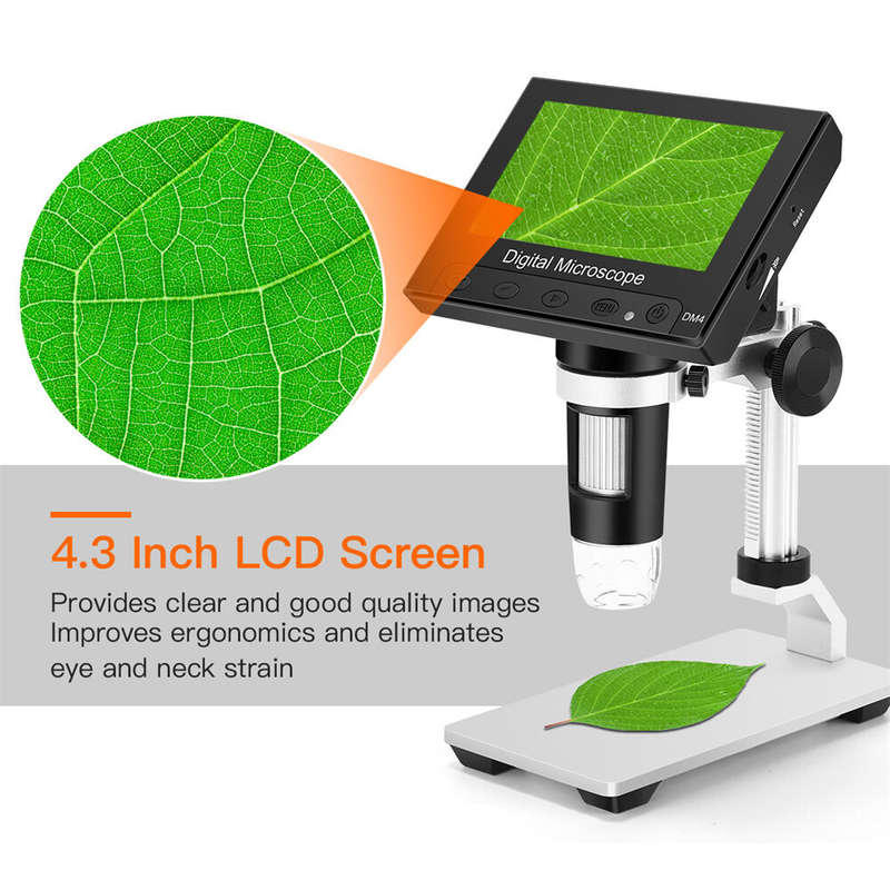 DM4 1000X Digital Microscope 4.3" HD LCD with 32GB Card Metal Bracket Magnifying Loupe Camera Lens 2