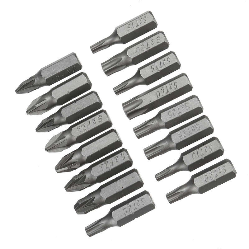 17PCS Socket Screwdriver Metal L-shaped Angle Head Twin Wrench Driver Torx Pozidriv Bit
