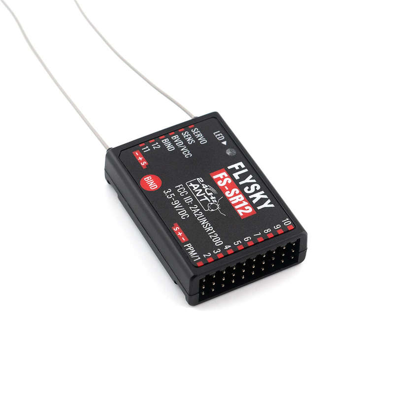 Flysky FS-SR12 2.4GHz 12CH Receiver Dual Antenna for Fixed Wing RC Car Boat Robot Model