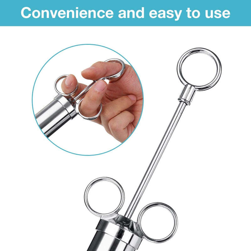 304 Meat Injector Stainless Steel BBQ Meat Injector Marinade Syringe 60ml with 3 Needles Kitchen Bee