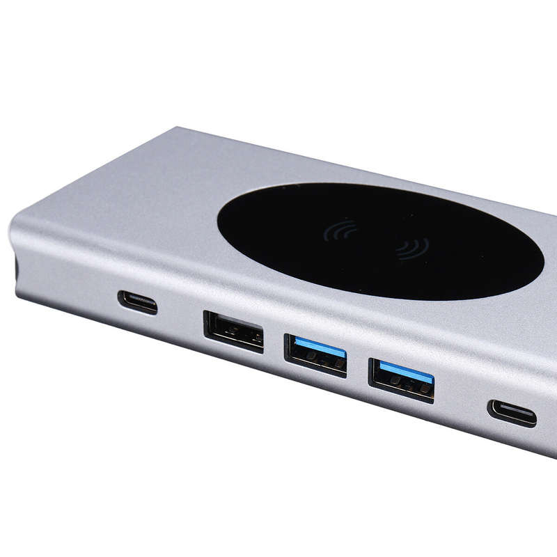 Basix 13 In 1 Triple Display USB-C Hub Docking Station Adapter With USB 3.0 / USB-C 2.0/ 15W Wireles