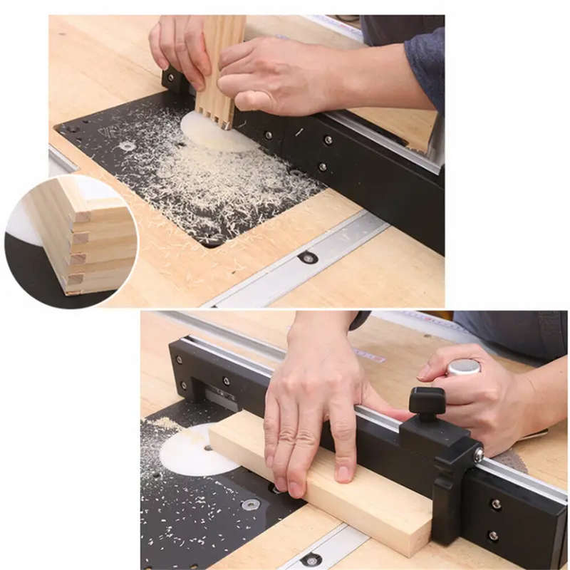 Wnew 450mm Miter Gauge Fence with Tenon Block and A Repetitive Cut Flip Stop For Wood Workbench Rout
