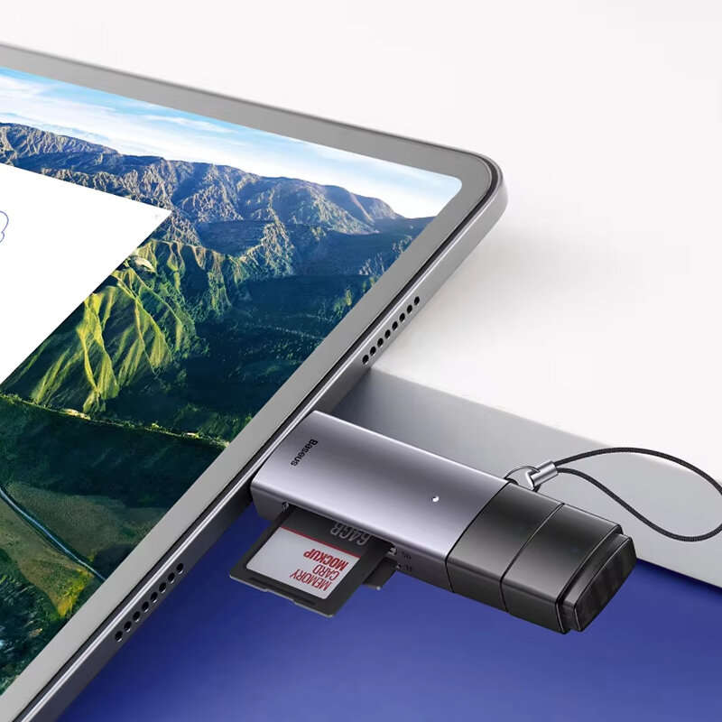 Baseus BS-OH069 2-in-1 Card Reader USB-C&USB3.0 to SD/TF Card Reader 104MB/s 2TB Smart Cardreader Pl