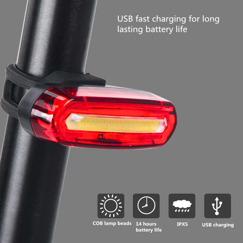 INBIKE Bike Taillight 600mAh Battery 4 Light Modes USB Rechargeable Waterproof Bicycle Rear Light fo