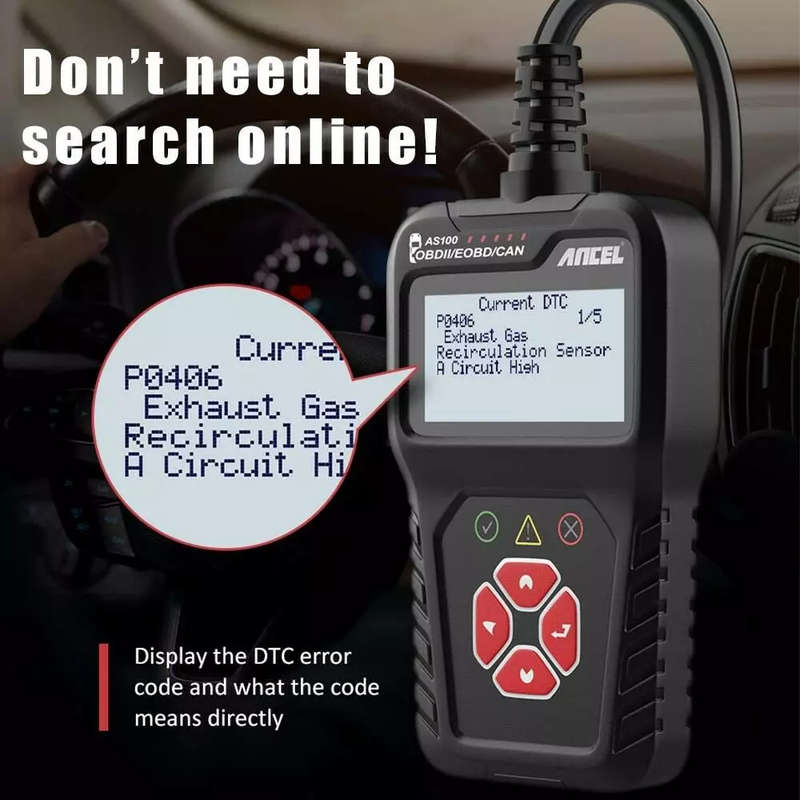ANCEL AS100 OBD2 Scanner Car Code Reader Diagnostic Scan Tool Check Engine Fault Read Codes Clears C