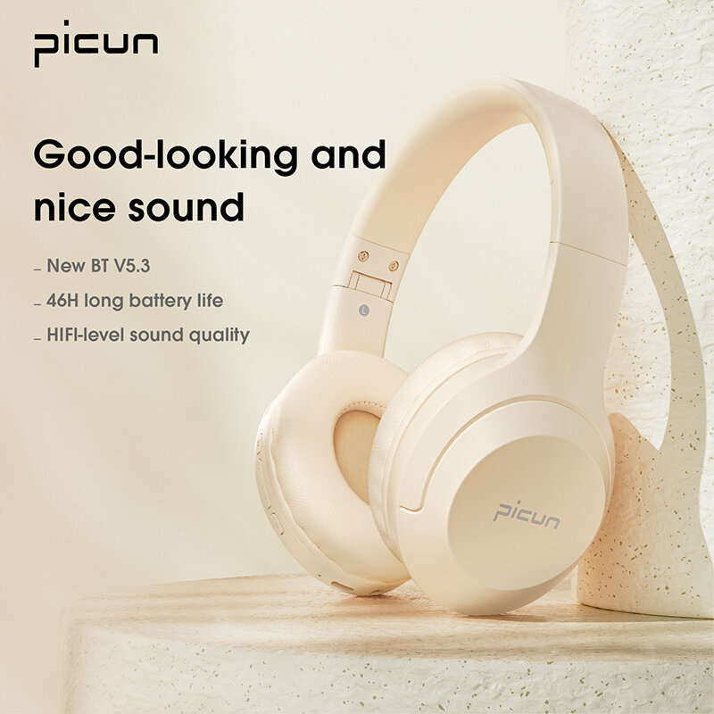 Picun B-01S Wireless Headset bluetooth 5.3 Headphone 40mm Dynamic Speaker HiFi Sound SBC AAC Audio N