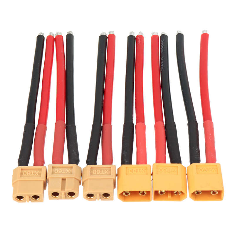 3Pairs XT60 Male Plug 12AWG 10cm Silicone Cable Wire