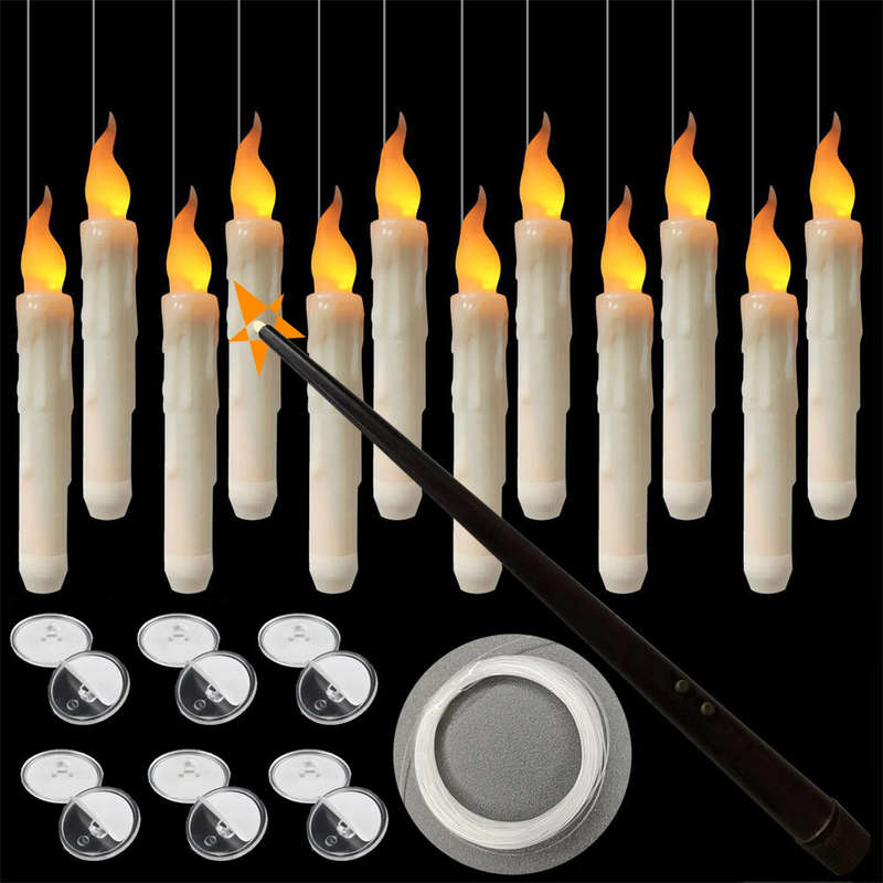 12 Pack Magic Candle Lights Halloween Birthday Party Decor Remote Control Candle Glossy With Magical