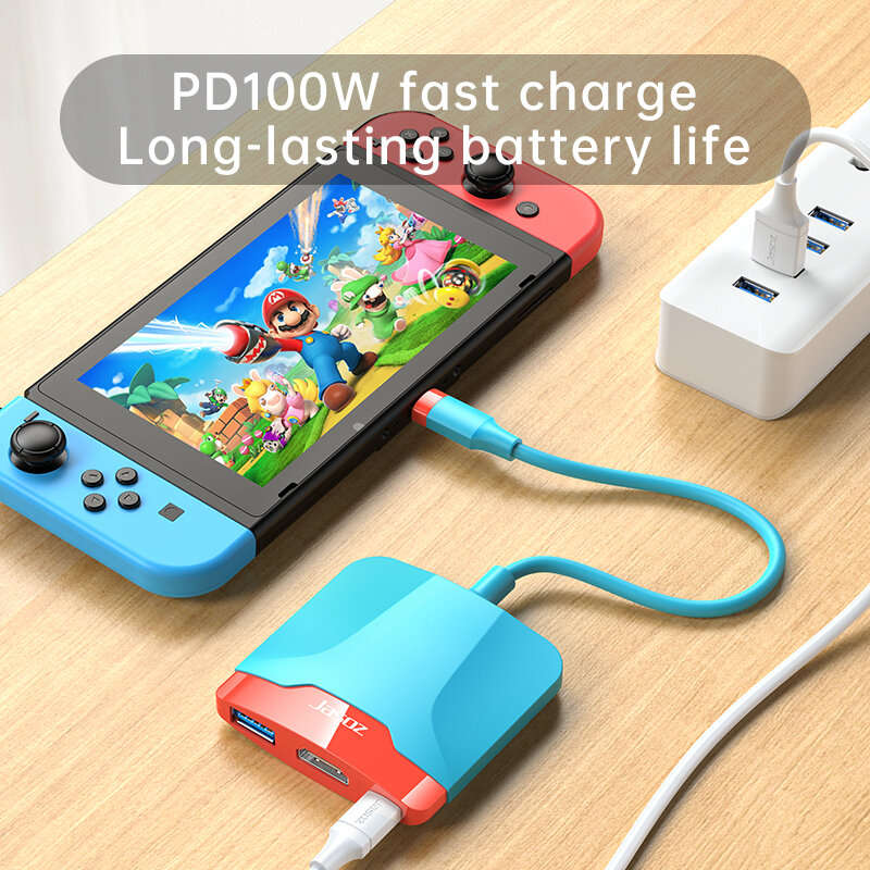 Jasoz USB C to HDMI Adapter 4K USB 3.0 for Nintendo NS Switch Host Portable Docking Station Accessor
