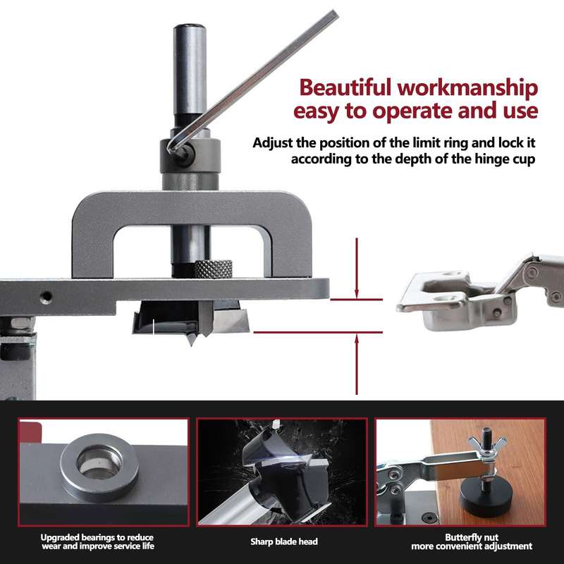 Fonson Tools 35mm Concealed Hinge Jig Drilling Guide Door Hinge Jig for Woodworking Door Cabinet Hin