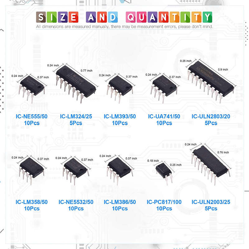 85pcs 10 Types Integrated Circuit Chip IC Chips Assortment Kit OPAMP Single Precision Timer PWM Incl