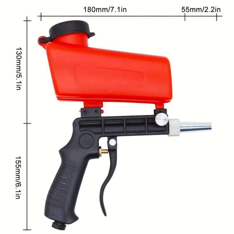 Portable Gravity Pneumatic Sandblasting Gun 90psi High-Pressure Adjustable Flow Large Capacity Versa
