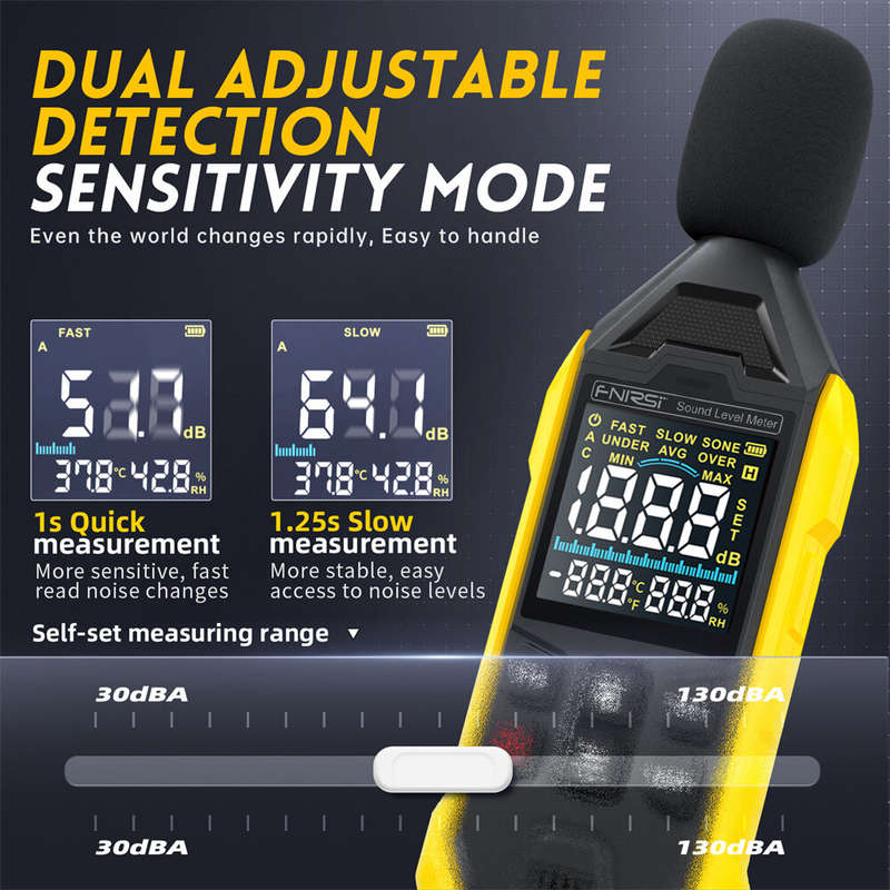 FNIRSI FDM01 High-Precision Digital Noise Decibel Meter 31.5Hz-8.5KHz Range 30-130dB Fast Slow Respo