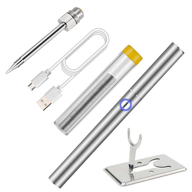Drillpro 1100mAh Mini Portable Cordless Soldering Iron with Cover Stainless Steel Case Ideal for DIY