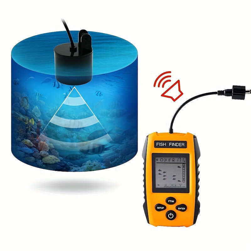 TL88E Portable Fish Finder Real-time Sonar Sensor LCD Display Water Depth Fish Location 200kHz Ultra