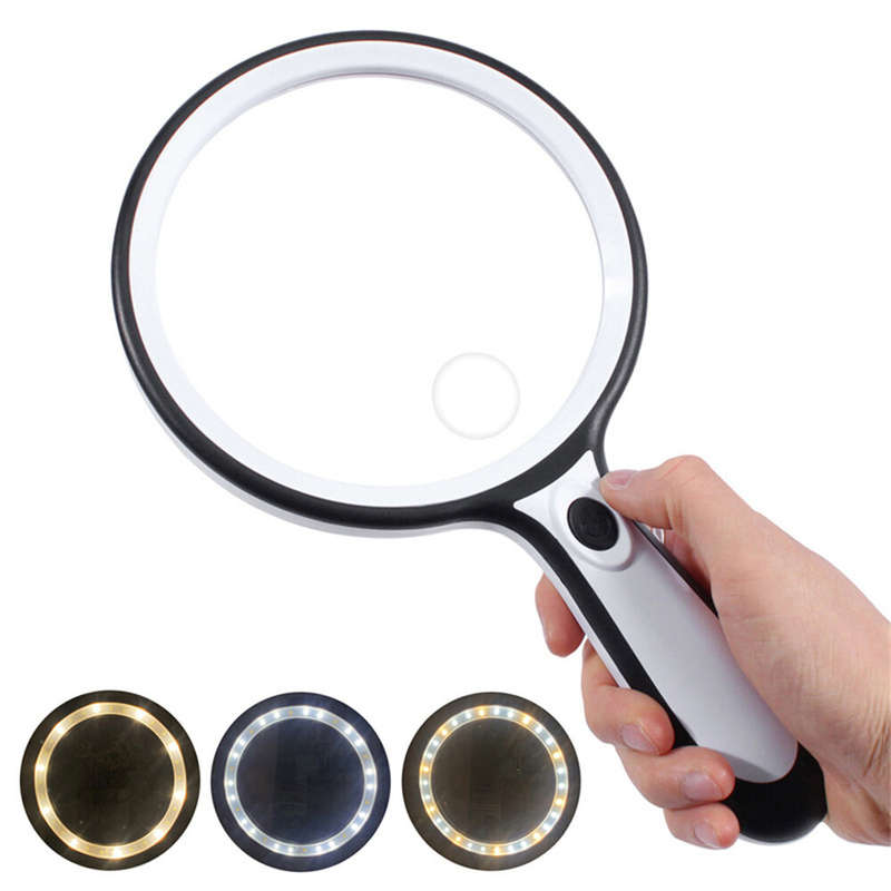 Handheld Reading Magnifier with Dual 5X 10X High Magnification ABS Plastic Acrylic Optical Lens 135m
