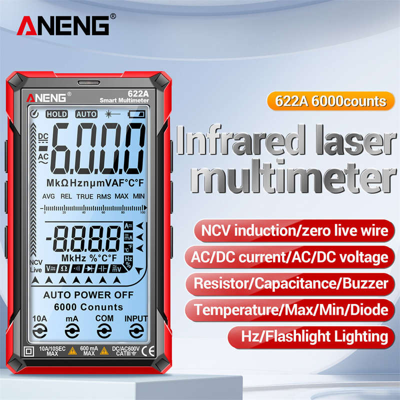 ANENG 622A Digital Smart Multimeter 10A Tester Meter Auto Range True RMS DC/AC 6000 Multitester With