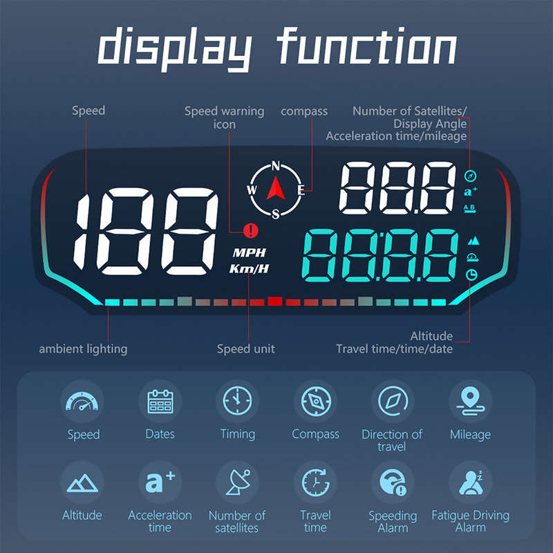 G14 Car HUD Head-up Display Car Universal Beidou GPS Altitude Date Speedometer HD Display Screen Ove