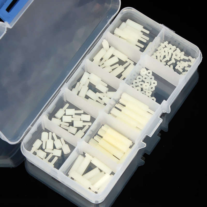 Suleve M2NH2 M2 Nylon Screw White Hex Screw Nut Nylon PCB Standoff Assortment Kit 140Pcs