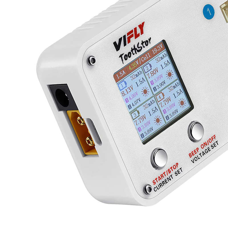 VIFLY ToothStor 4 Port 2S Balance Charger with Storage Mode for RC FPV Freestyle Cinewhoop Drone DIY